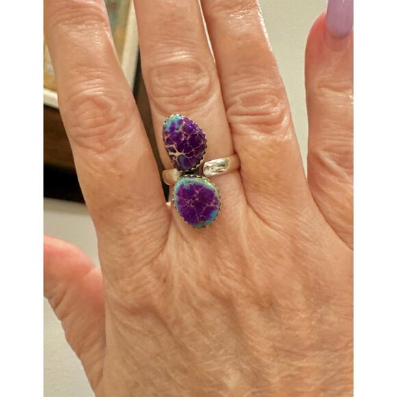 Purple Sea Sediment Jasper | 925 Sterling Silver Ring | Adjustable 4-9 - Picture 7 of 7